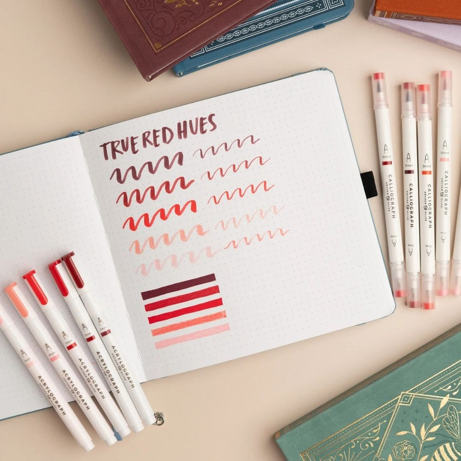 True Red Hues Calliograph Pens - Set of 5 - Archer & Olive