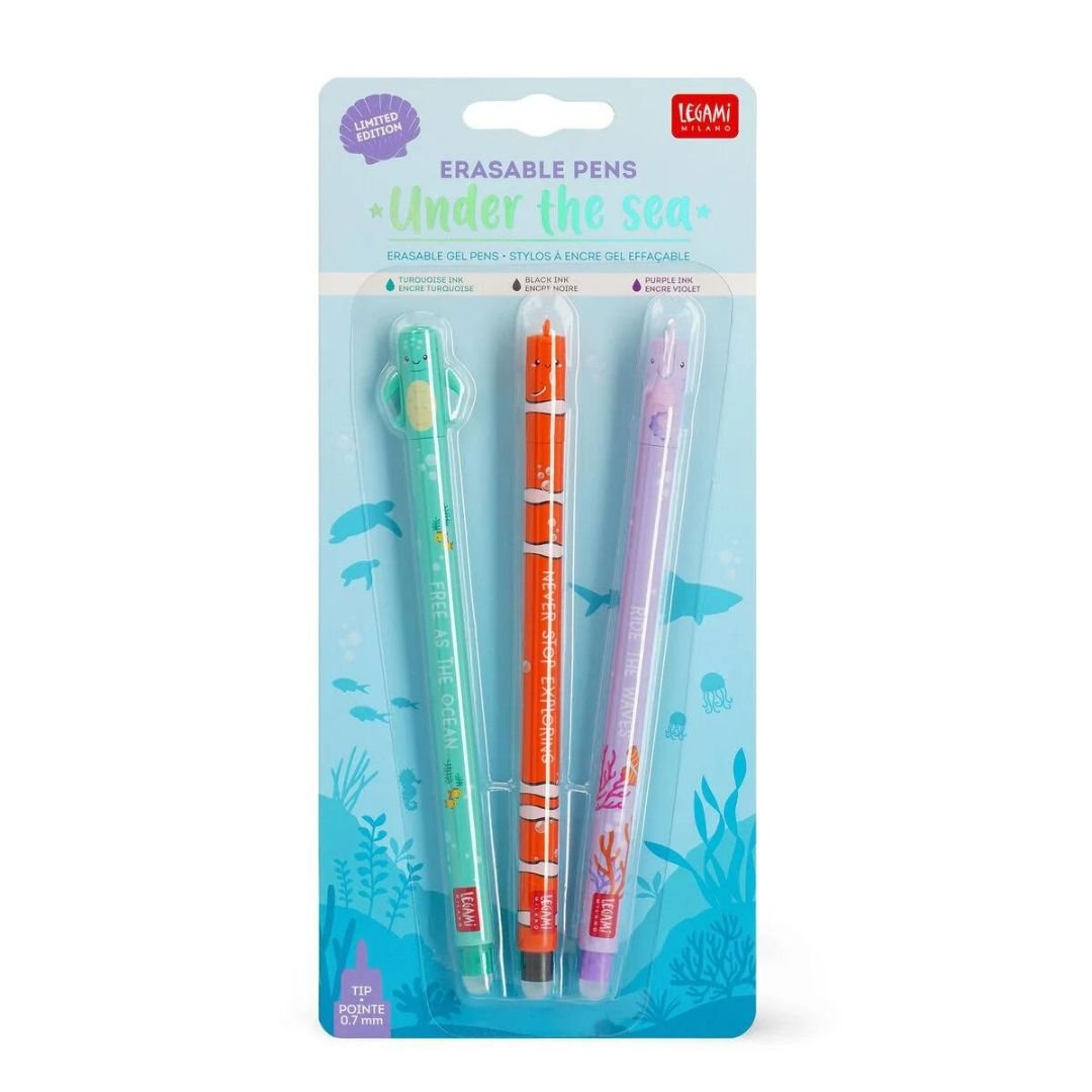 Under the Sea - Erasable Gel Pens x3 - Legami - Under the Rowan Trees