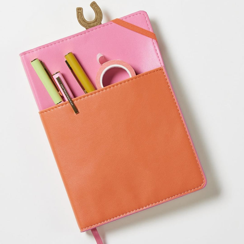Vegan Leather Pocket Journal-Notebooks-Designworks Collective-Pink & Chilli