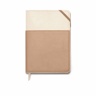 Vegan Leather Pocket Journal-Notebooks-Designworks Collective-Cream & Taupe