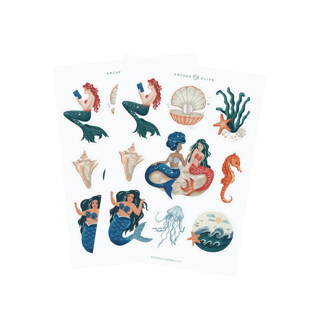 Vintage Mermaid Sticker Set - Archer & Olive - Under the Rowan Trees