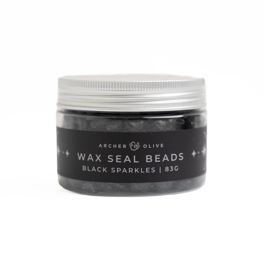 Wax Seal Beads Black Sparkles - Archer & Olive