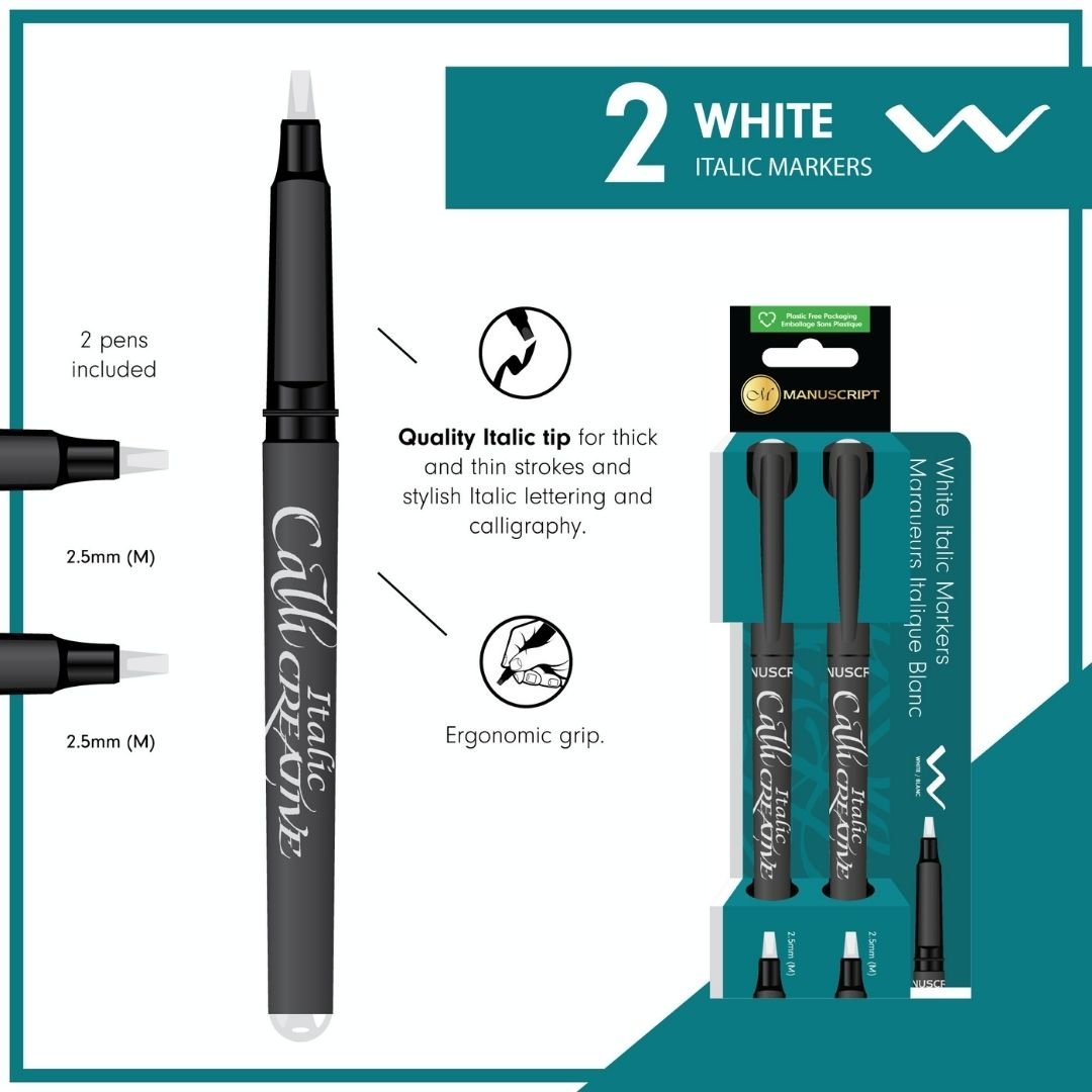 White Italic Markers - Callicreative - Manuscript