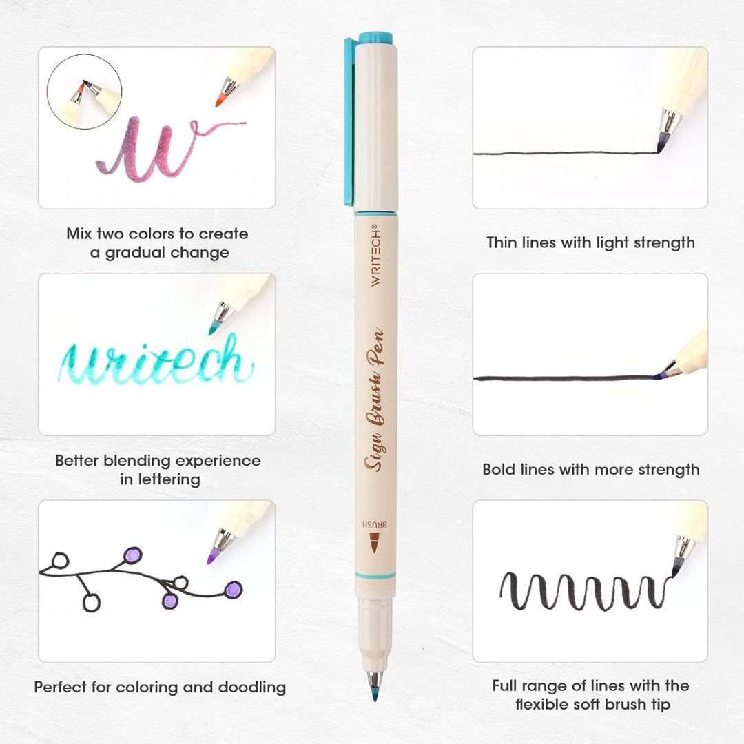 Writech Sign Brush Pens Sets of 6 - Natural - Writech