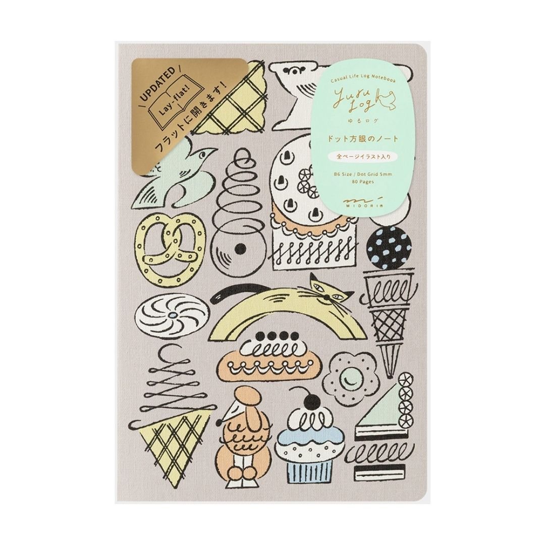 Yuru Log Notebook B6 - Sweets & Animals - Midori