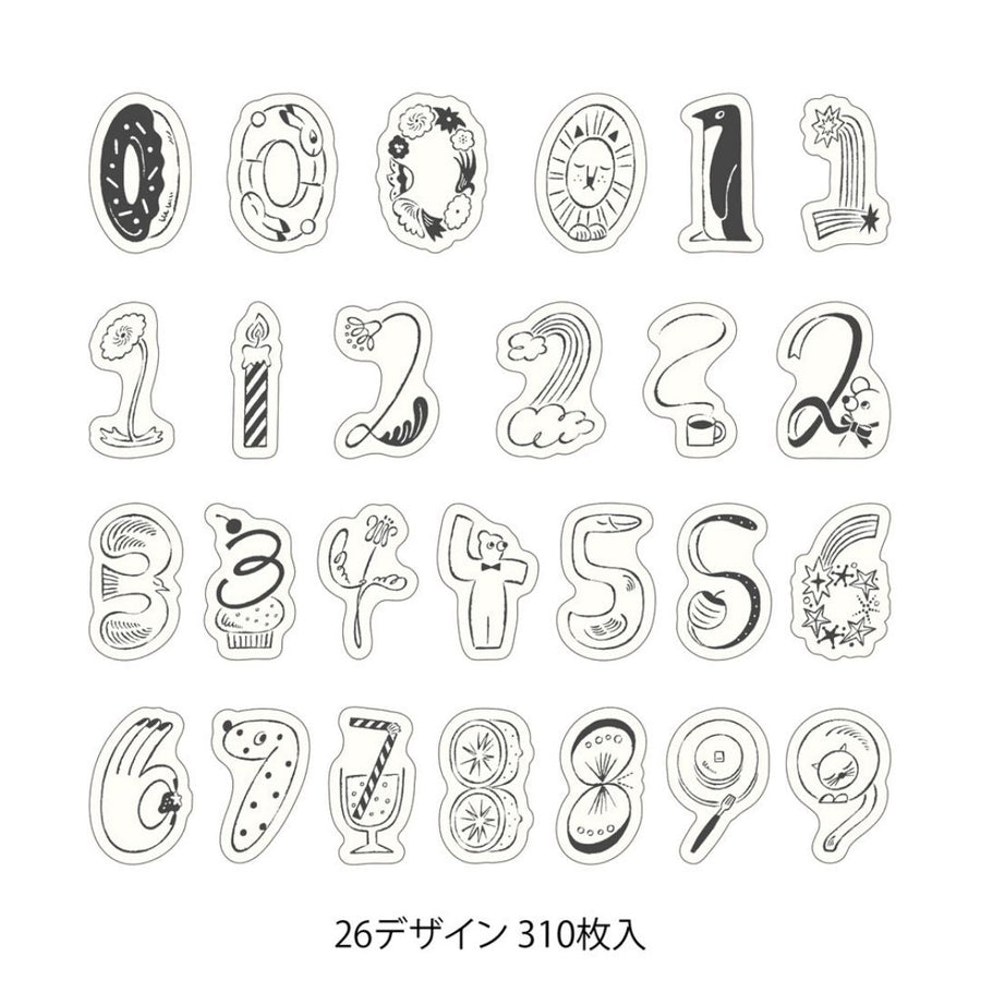 Yuru Log Roll Stickers - Numbers - Midori