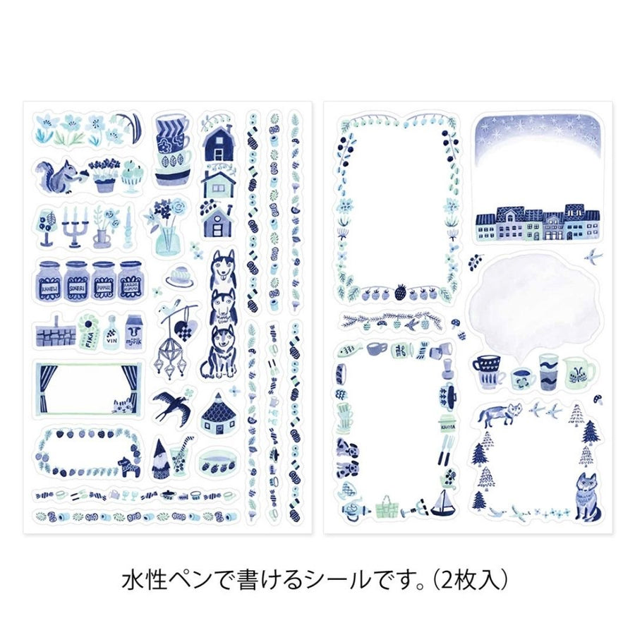 Yuru Log Sticker Sheets x2 - Blue Nordic