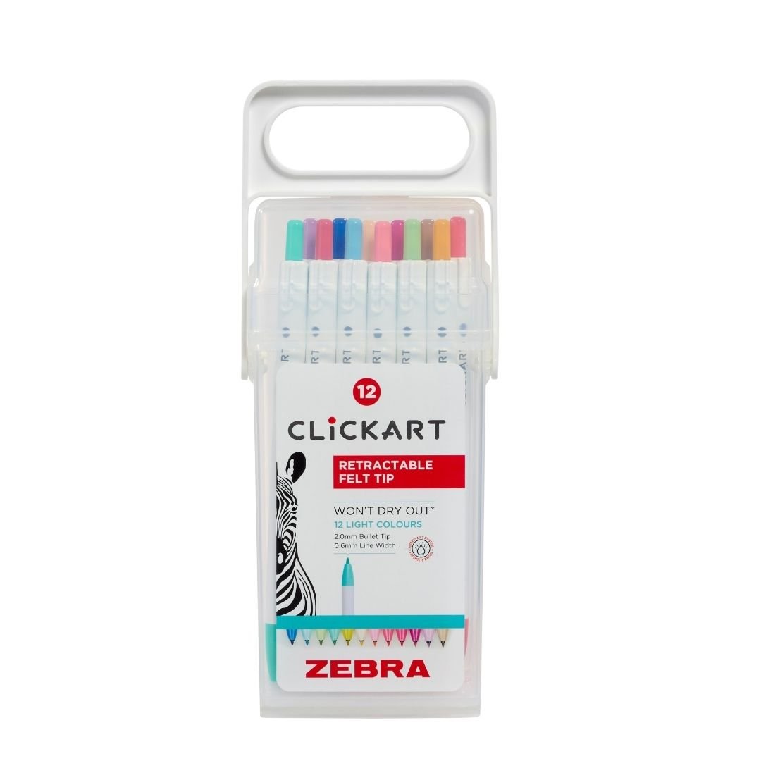 Zebra Clickart Retractable Pens - 12 Light Colours - Zebra