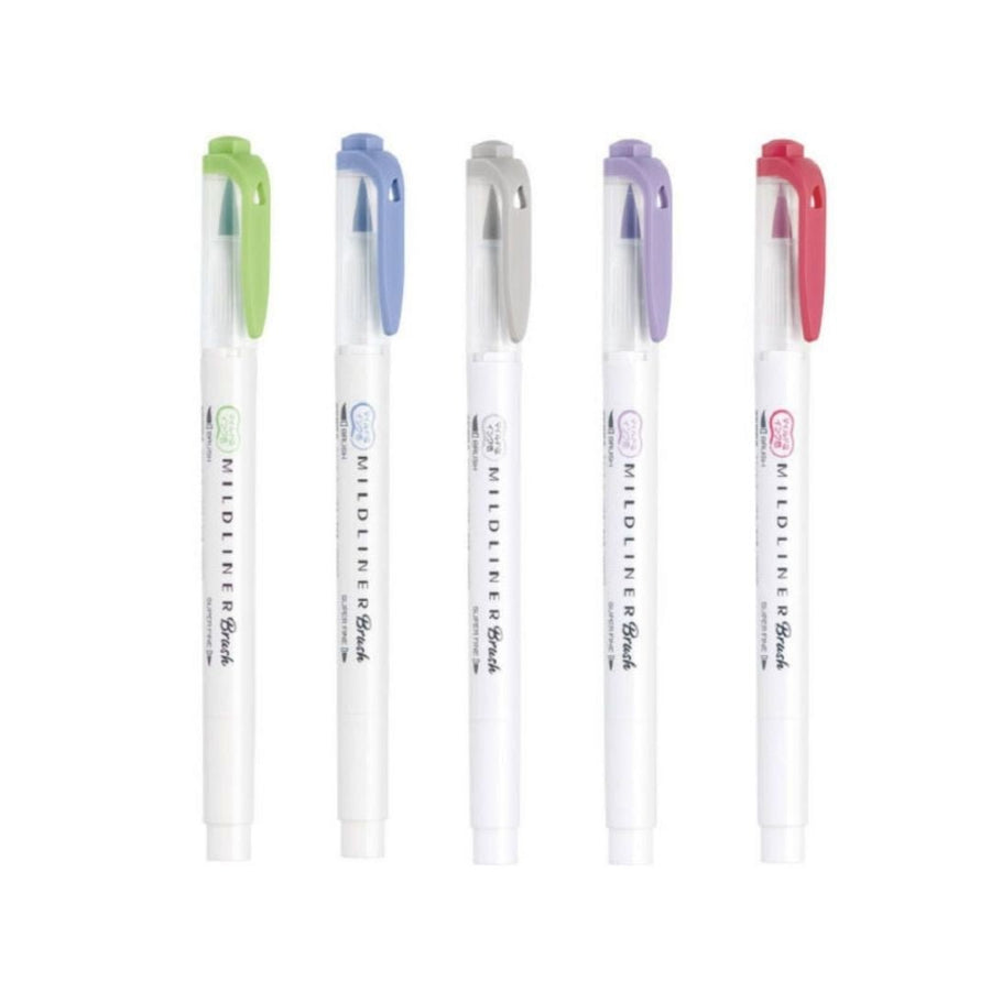 Zebra Mildliner Brush Pens Cool and Refined Set of 5 - Zebra