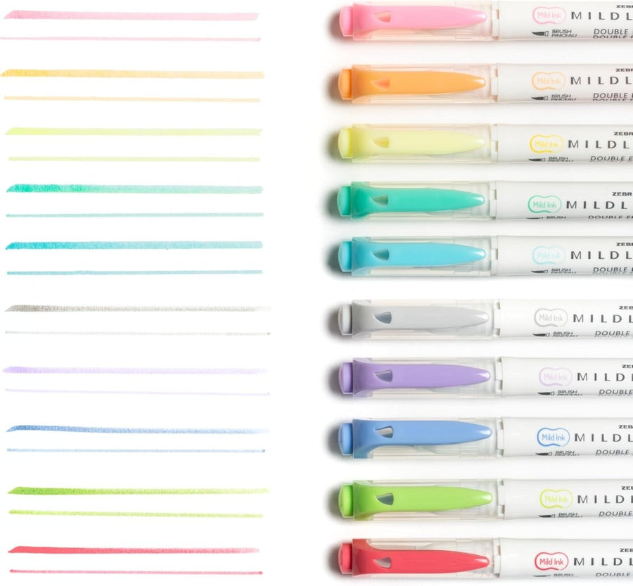 Zebra Mildliner Brush Soft and Mild Set of 10 - Zebra