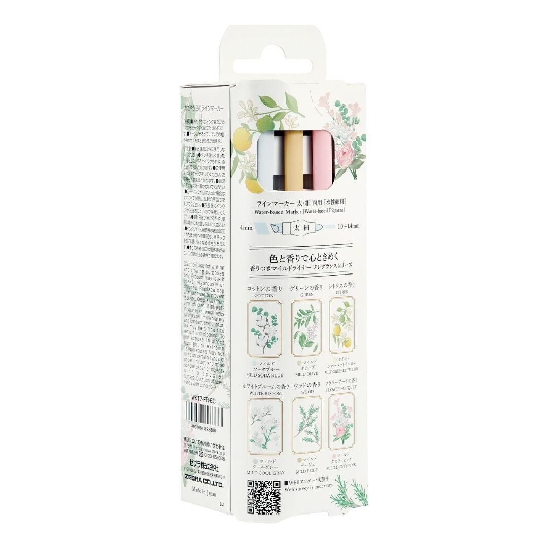 Zebra Mildliner Fragrance Duo-Tip Pens - Set of 6 - Zebra