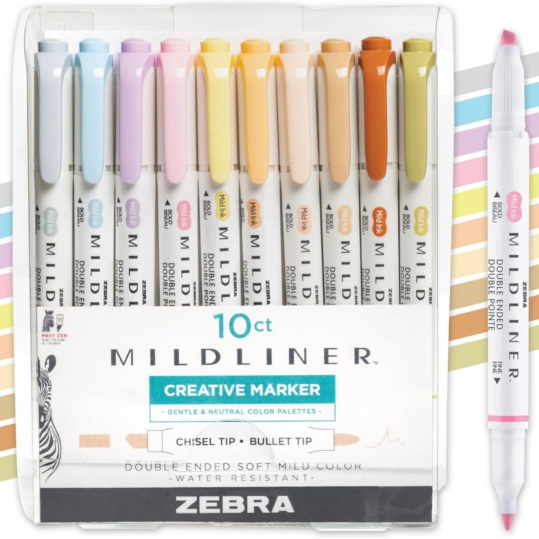 Zebra Mildliner Gentle and Neutral Set 10 Pack - Zebra