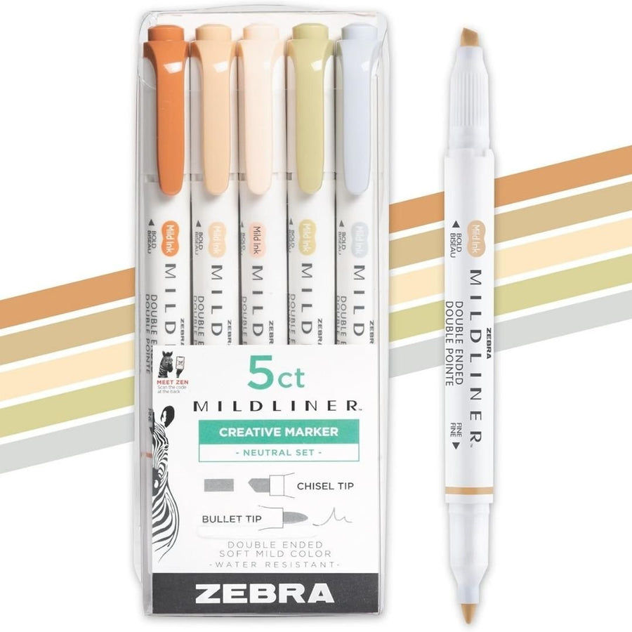 Zebra Mildliner Neutral Set 5 Pack - Zebra