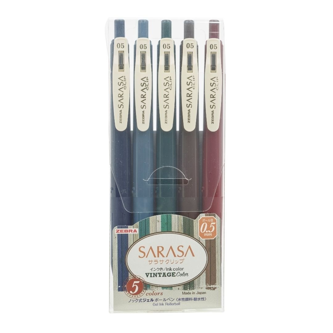 Zebra Sarasa Clip 0.5 Gel Pens Vintage Colours - Set 1 - Zebra