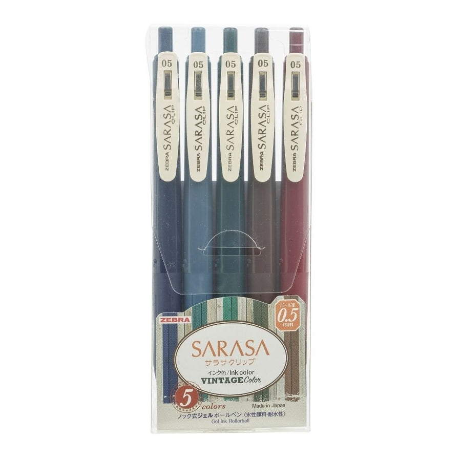 Zebra Sarasa Clip 0.5 Gel Pens Vintage Colours - Set 1 - Zebra