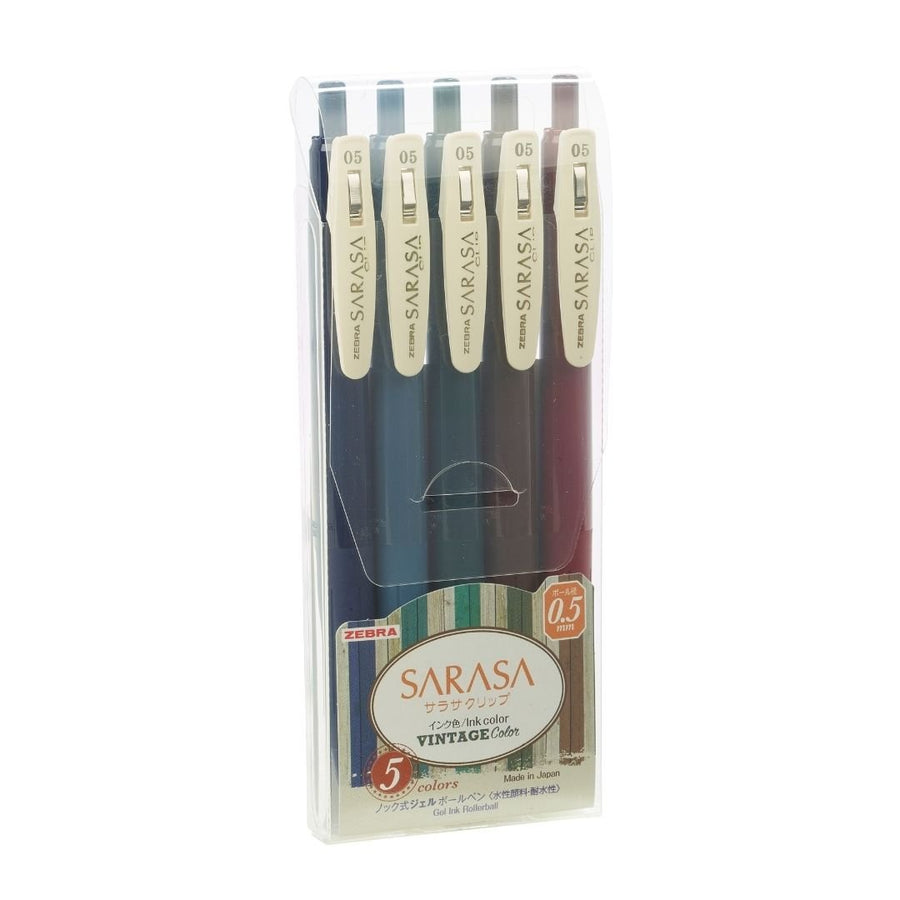 Zebra Sarasa Clip 0.5 Gel Pens Vintage Colours - Set 1 - Zebra
