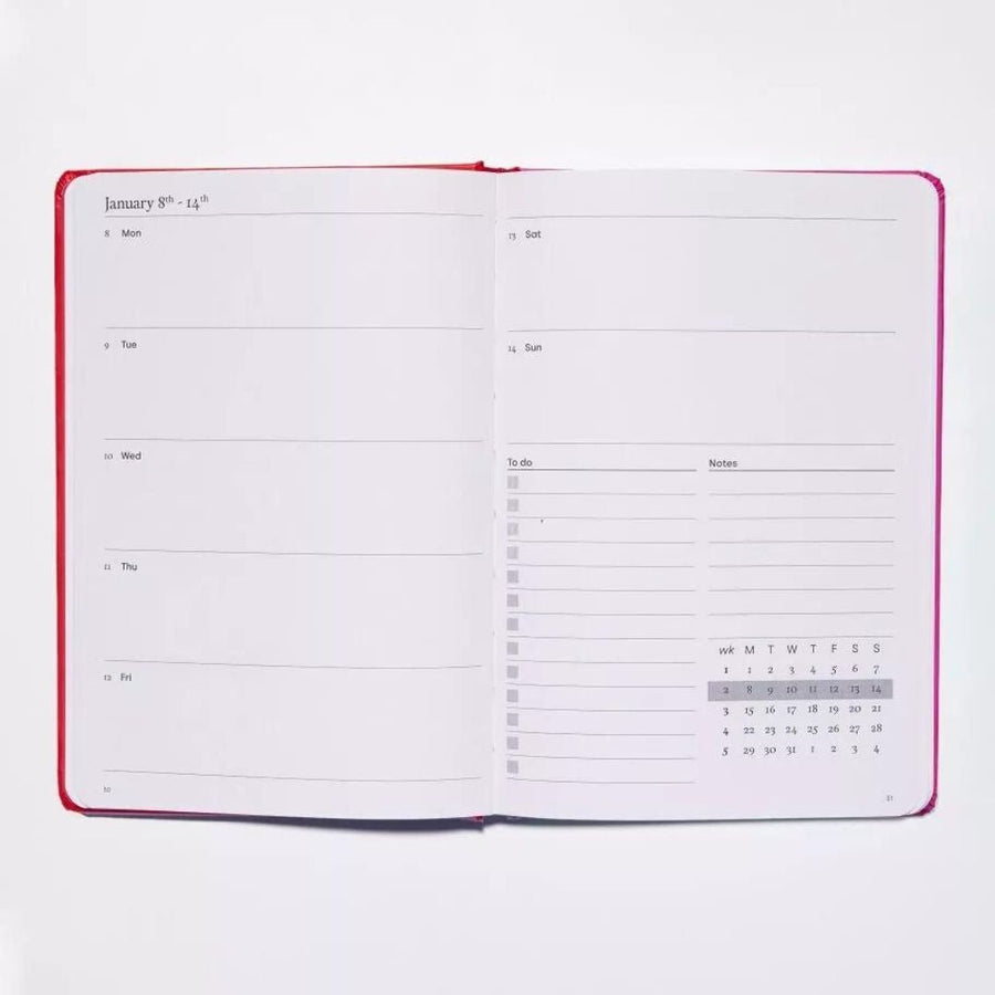 2024 Diary - Contrast Pink & Red - Yop & Tom - Planners - Under the Rowan Trees