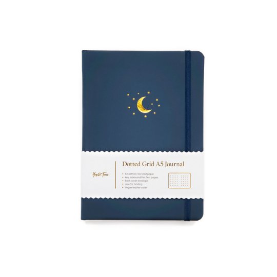 A5 Dot Grid Notebook Moon & Stars Midnight Blue Yop & Tom - Yop & Tom - Notebooks - Under the Rowan Trees