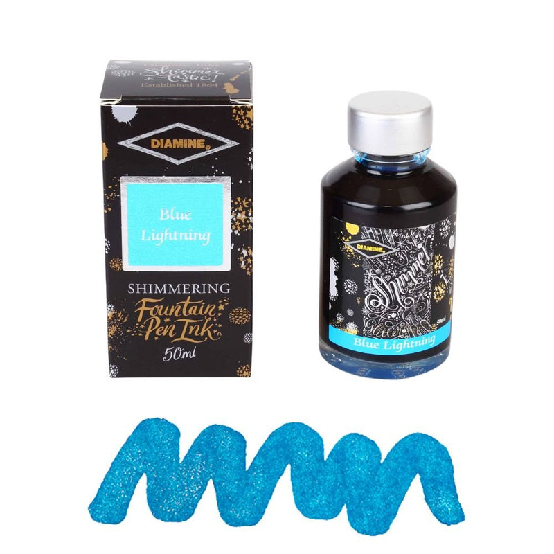 Diamine Shimmer Fountain Pen Ink 50ml-Fountain Pen Inks-Diamine-Blue Lightning