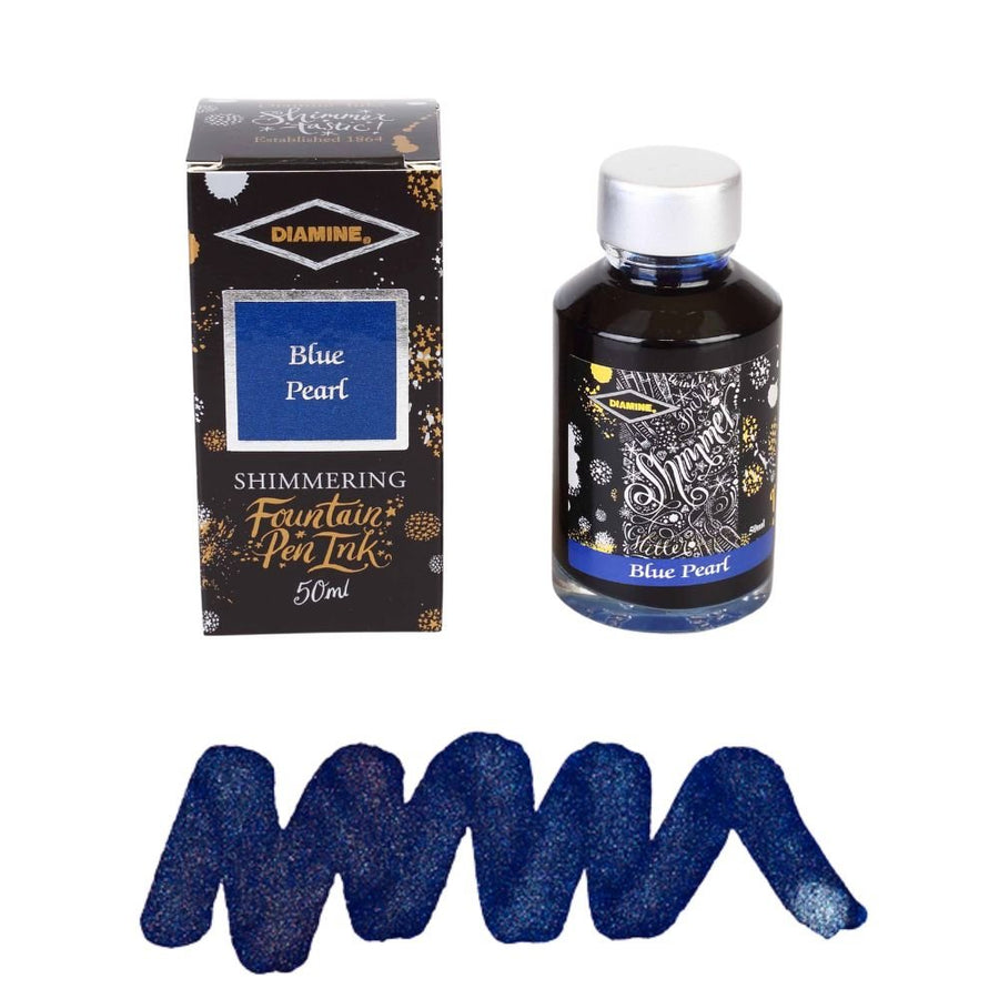 Blue Pearl Diamine Shimmering Fountain Pen Ink 50ml - Diamine - Under the Rowan Trees