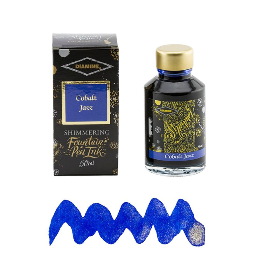 Cobalt Jazz Diamine Shimmering Fountain Pen Ink 50ml - Diamine - Under the Rowan Trees