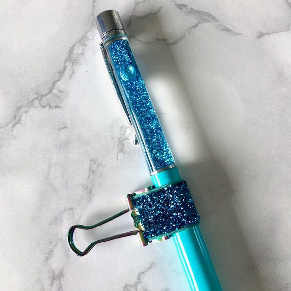 Elasticated Pen Loops-Pen Loops-Under the Rowan Trees-Blue Glitter