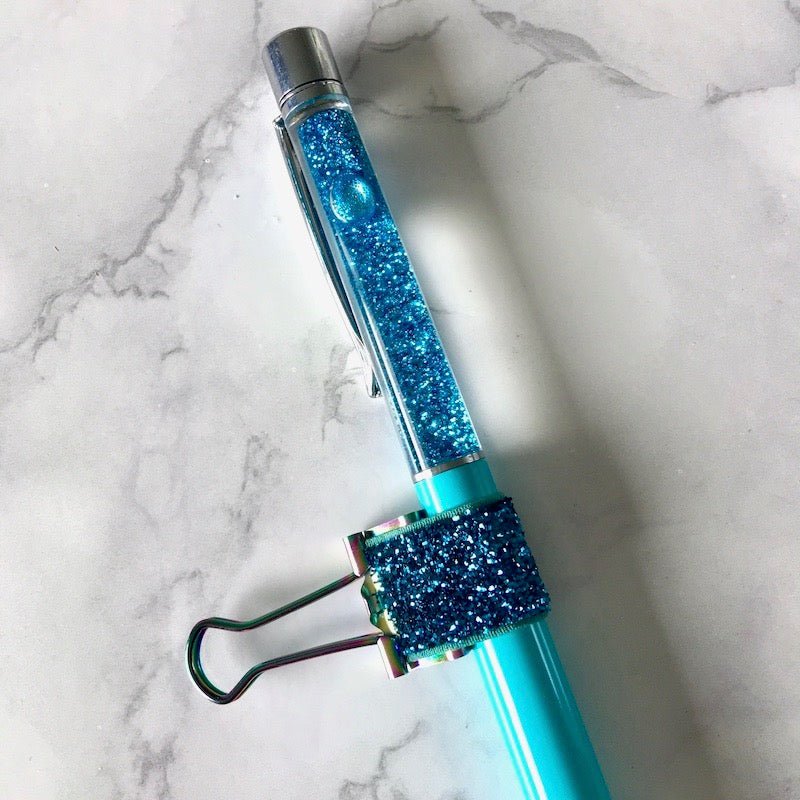 Elasticated Pen Loops-Pen Loops-Under the Rowan Trees-Blue Glitter