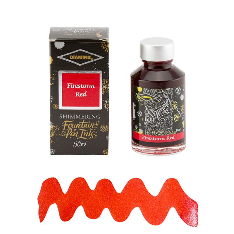 Diamine Shimmer Fountain Pen Ink 50ml-Fountain Pen Inks-Diamine-Firestorm Red