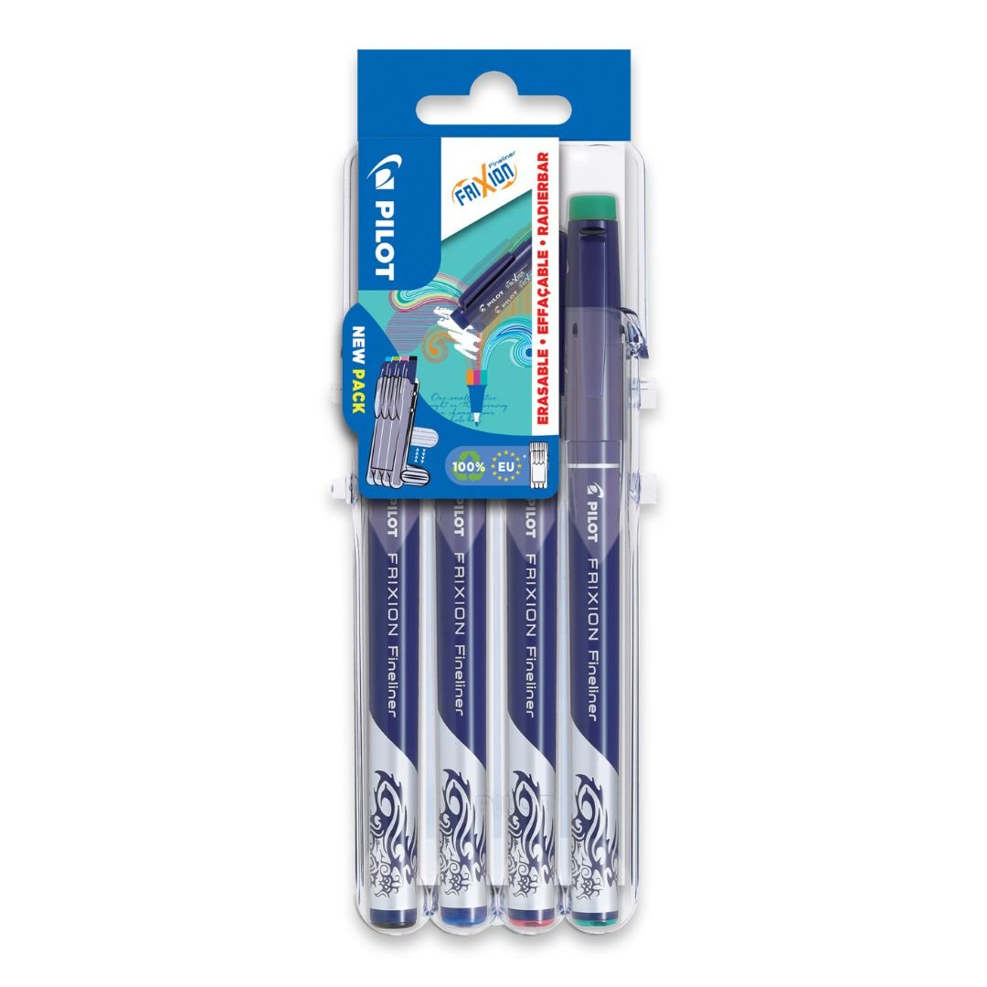 Frixion Fineliner Erasable Pen Set 2 Go Black, Blue, Red, Green - Pilot - Pens - Under the Rowan Trees