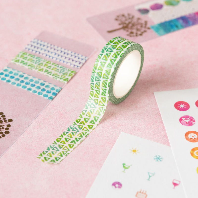 Green Triangles Watercolour Washi Tape-Washi Tape-Under the Rowan Trees-