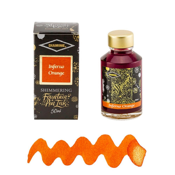 Diamine Shimmer Fountain Pen Ink 50ml-Fountain Pen Inks-Diamine-Inferno Orange