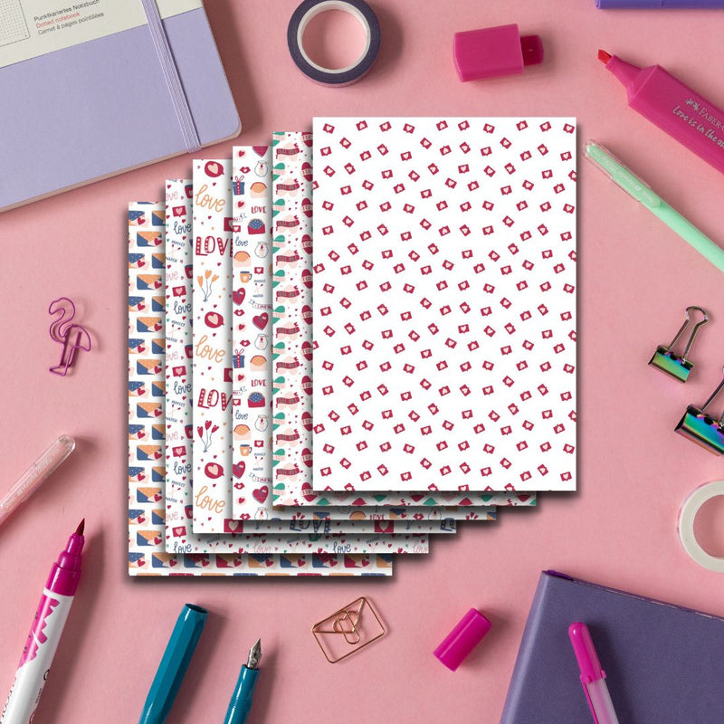 Magenta Love Scrapbook Paper Digital Download-Digital Downloads-Under the Rowan Trees-