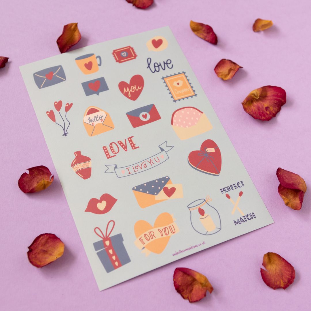 Magenta Love Sticker Sheet - Under the Rowan Trees - Under the Rowan Trees