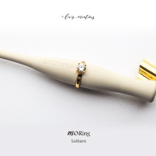 Moblique Solitaire Gold Mo Ring-Dip Pen Accessory-Luis Creations-