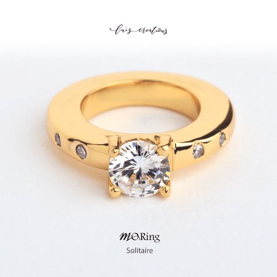 Moblique Solitaire Gold Mo Ring-Dip Pen Accessory-Luis Creations-