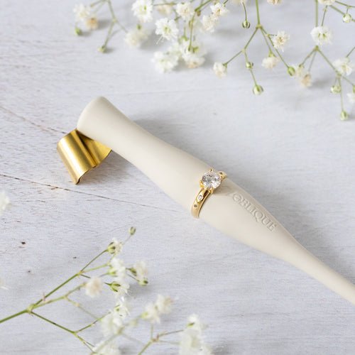 Moblique Solitaire Gold Mo Ring-Dip Pen Accessory-Luis Creations-