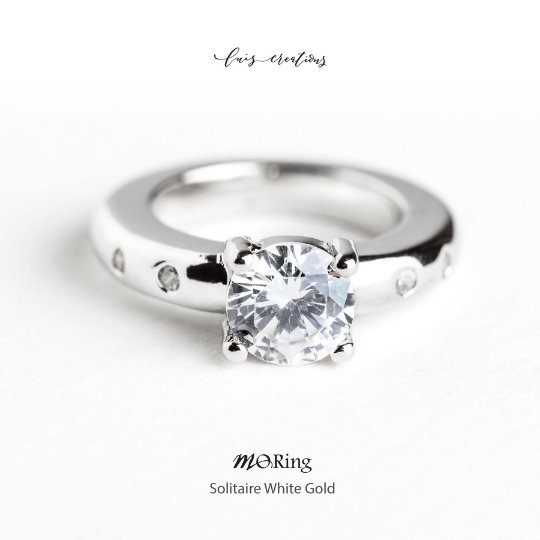 Moblique Solitaire White Gold Mo Ring-Dip Pen Accessory-Luis Creations-