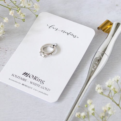 Moblique Solitaire White Gold Mo Ring-Dip Pen Accessory-Luis Creations-