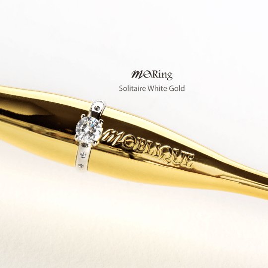Moblique Solitaire White Gold Mo Ring-Dip Pen Accessory-Luis Creations-