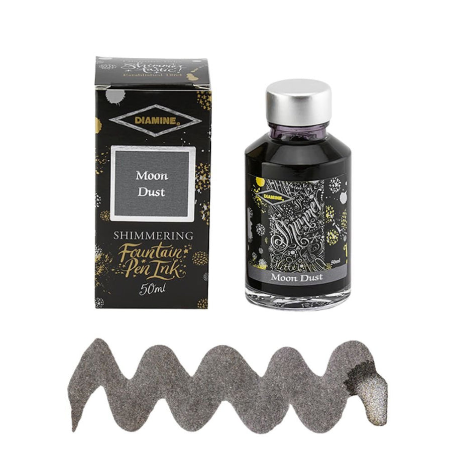 Black and Grey Shimmer Fountain Pen Inks 50ml Glass Bottle - Diamine