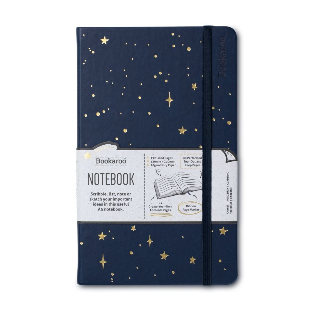 Moon & Stars A5 Lined Notebook - Bookaroo - Notebooks - Under the Rowan Trees