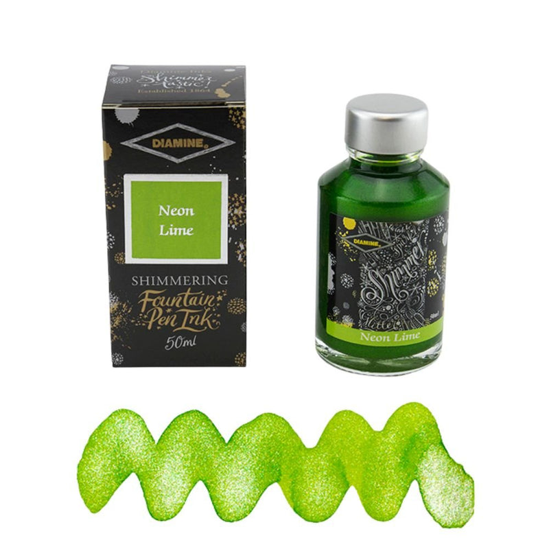 Diamine Shimmer Fountain Pen Ink 50ml-Fountain Pen Inks-Diamine-Neon Lime