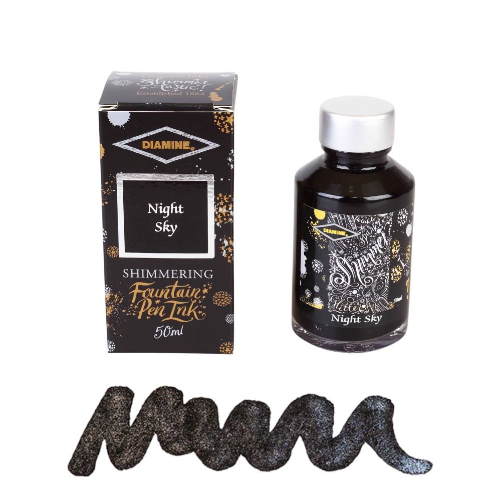 Night Sky Diamine Shimmering Fountain Pen Ink 50ml - Diamine - Under the Rowan Trees