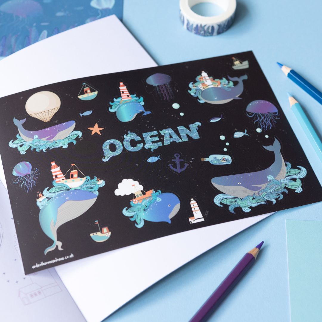 Ocean Sticker Sheet - Under the Rowan Trees - Under the Rowan Trees