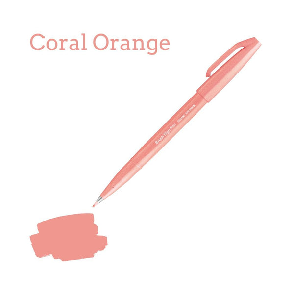 Pentel Brush Sign Pen - 36 colours-Pens-Pentel-Coral Orange