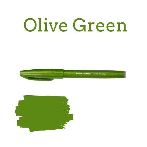 Pentel Brush Sign Pen - 36 colours-Pens-Pentel-Olive Green
