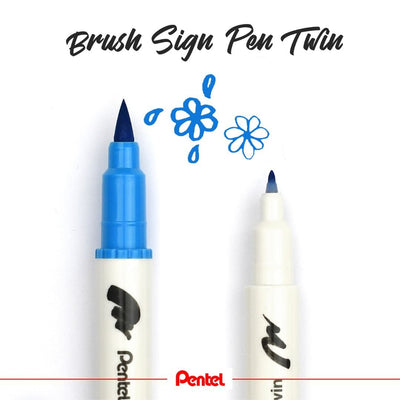 Pentel Brush Sign Pen Twin Tip-Pens-Pentel-Baby Blue
