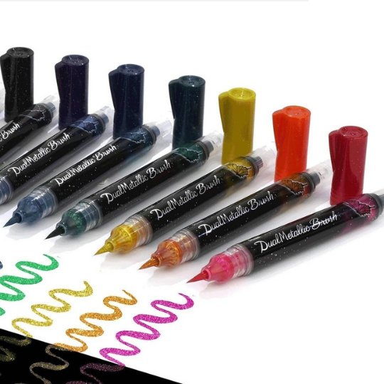 Pentel Dual Metallic Brush Pen-Pens-Pentel-Blue Green