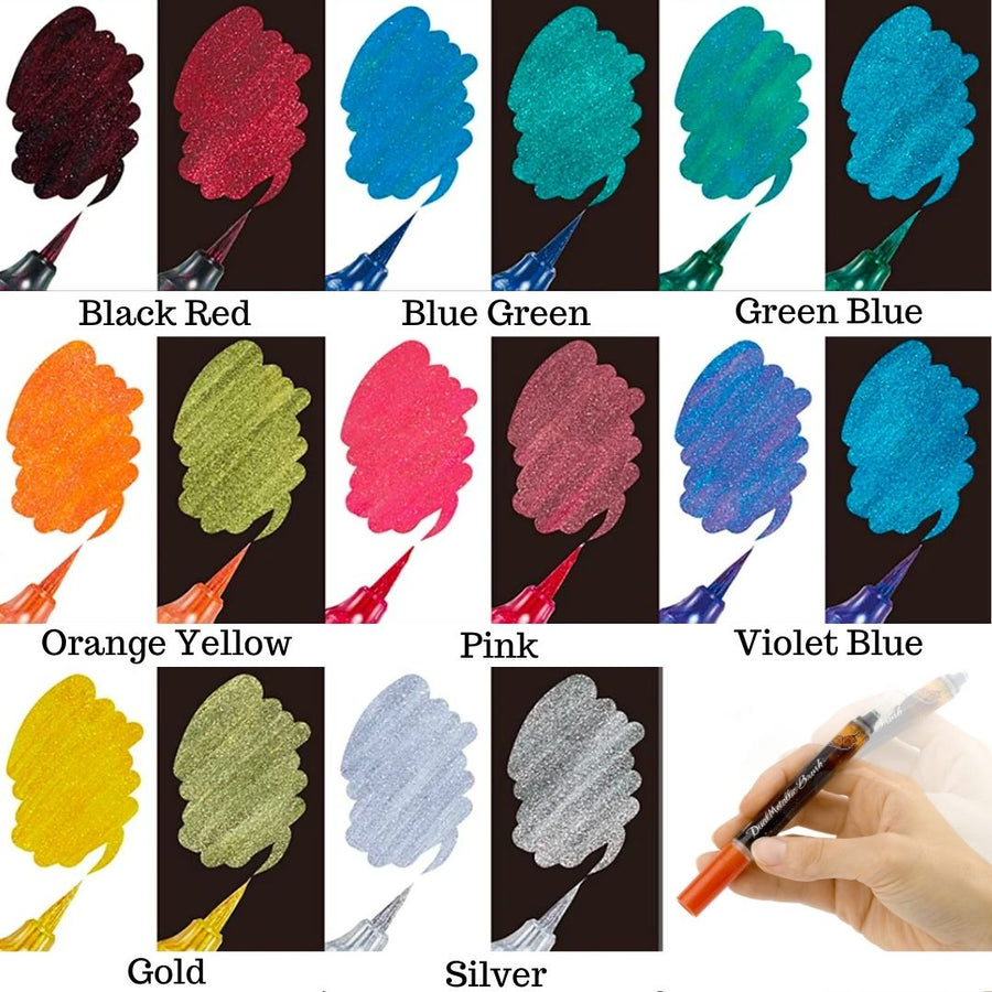 Pentel Dual Metallic Brush Pen-Pens-Pentel-Blue Green