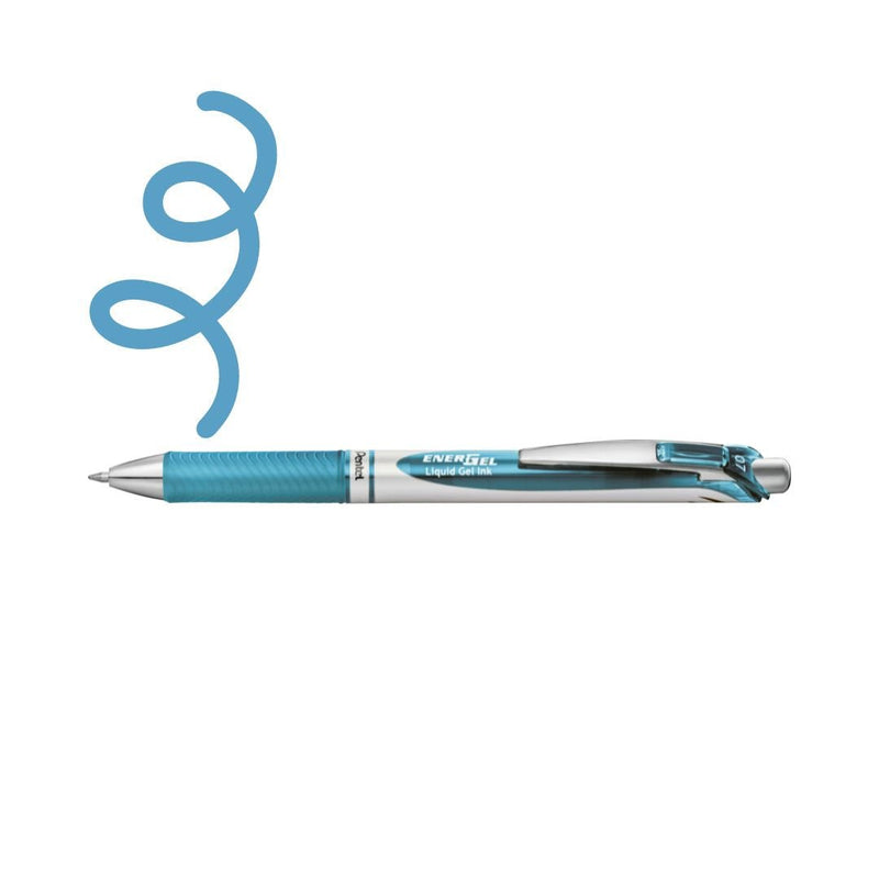 Pentel EnerGel Retractable Pen 0.7mm-Pens-Pentel-Sky Blue